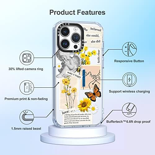 MOSNOVO תואם למקרה iPhone 14 Pro Max, [Buffertech 6.6 ft Drop Impact] [Anti Peel Off Tech] ברור TPU